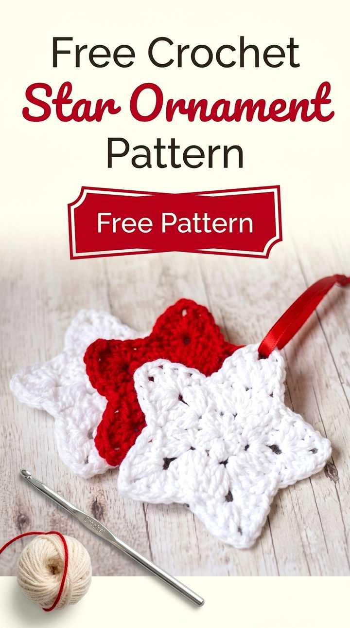 Free Crochet Star Ornament Pattern Modern Retro Boho Style