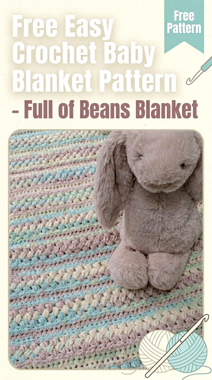 Free Easy Crochet Baby Blanket Pattern Full of Beans Blanket