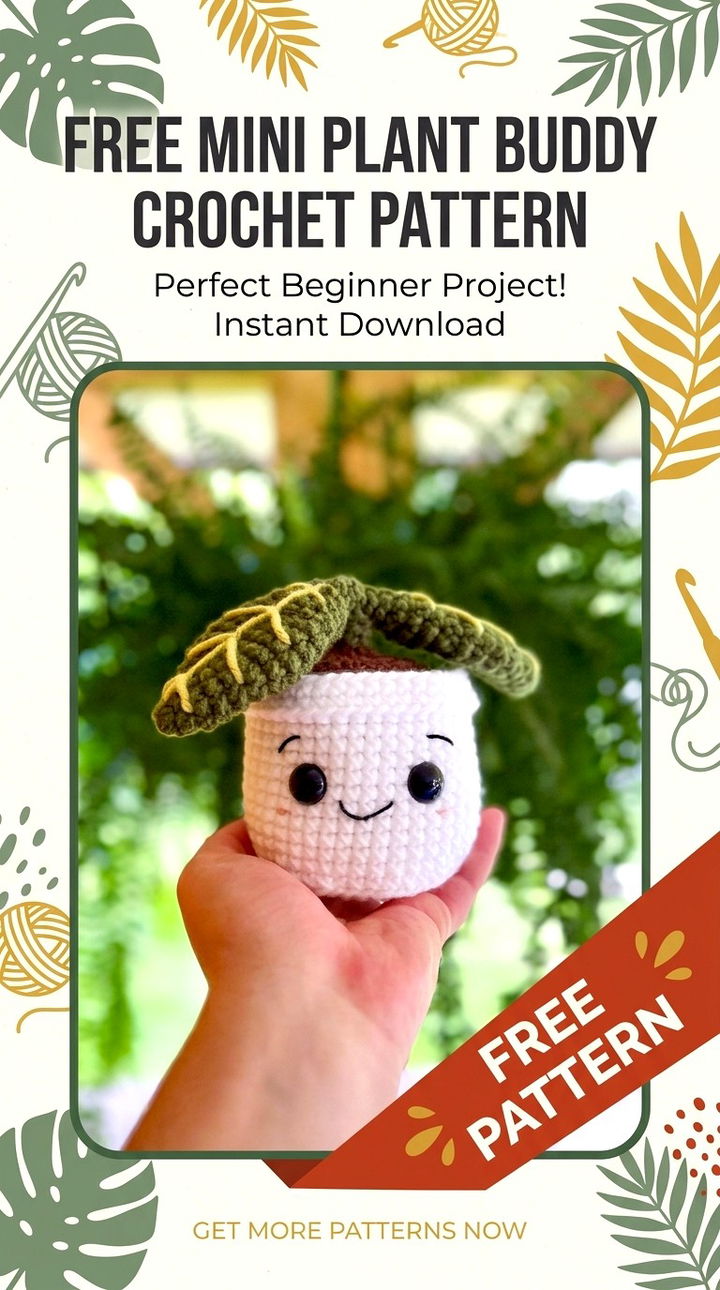 Free Mini Plant Buddy Crochet Pattern Vibrant Retro Chic Bohemian Desk Accent