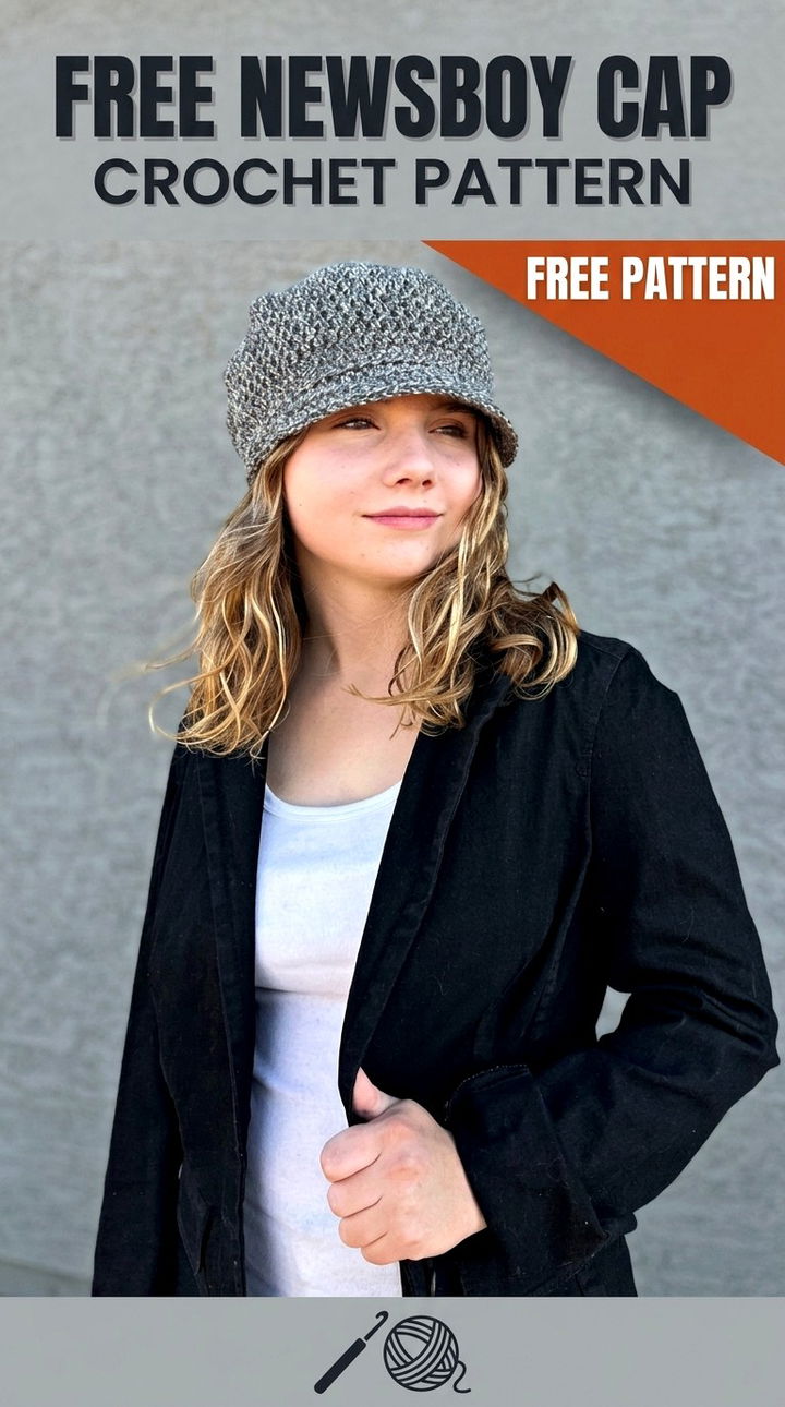 Free Newsboy Cap Crochet Pattern Modern Retro Boho Style