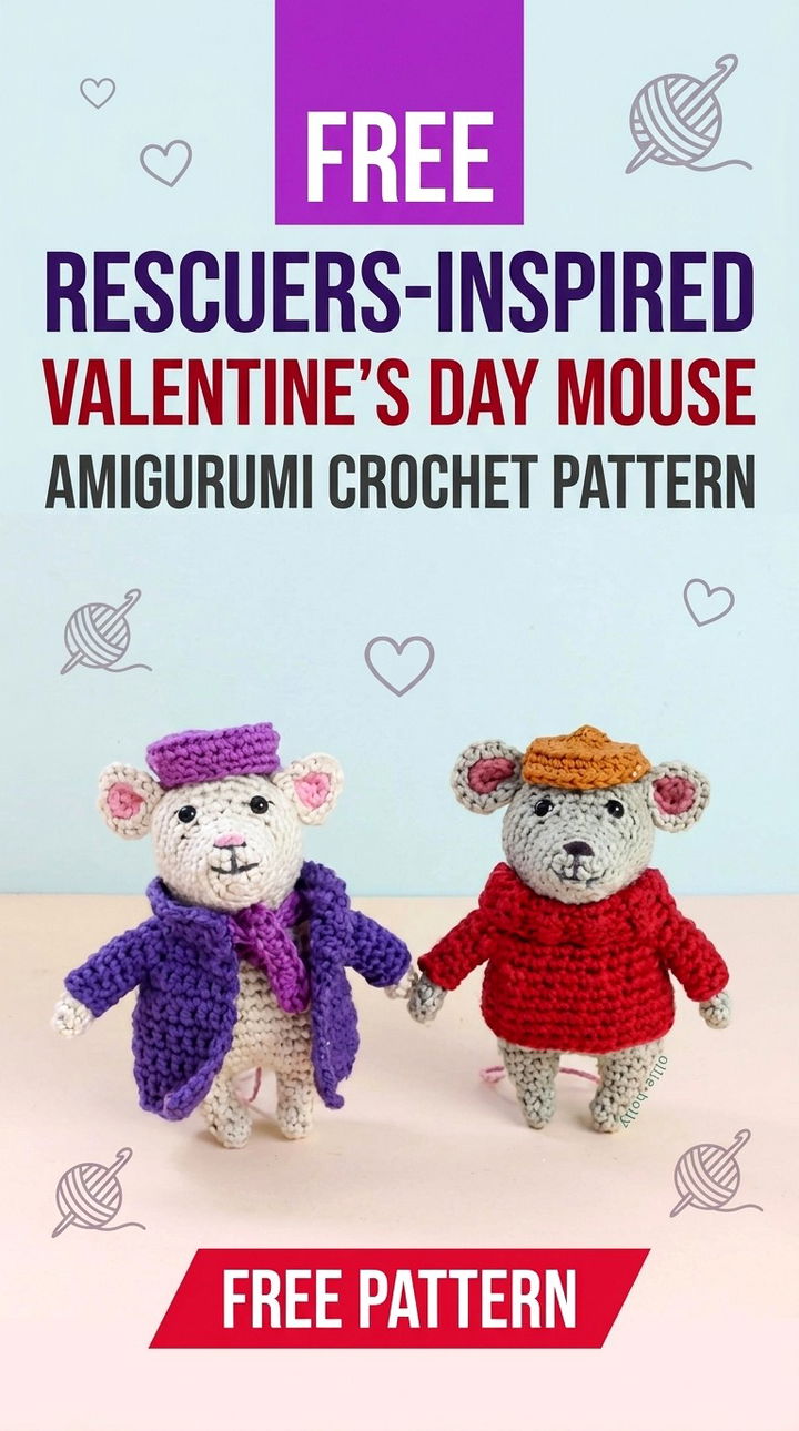 Free Rescuers Inspired Mouse Amigurumi Crochet Pattern Vibrant Retro Chic Bohemian Lifestyle Accent