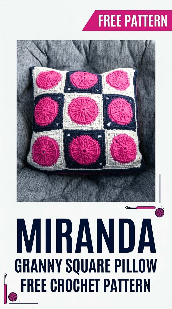 Miranda Granny Square Pillow Vibrant Retro Chic Textured Geometric Decor