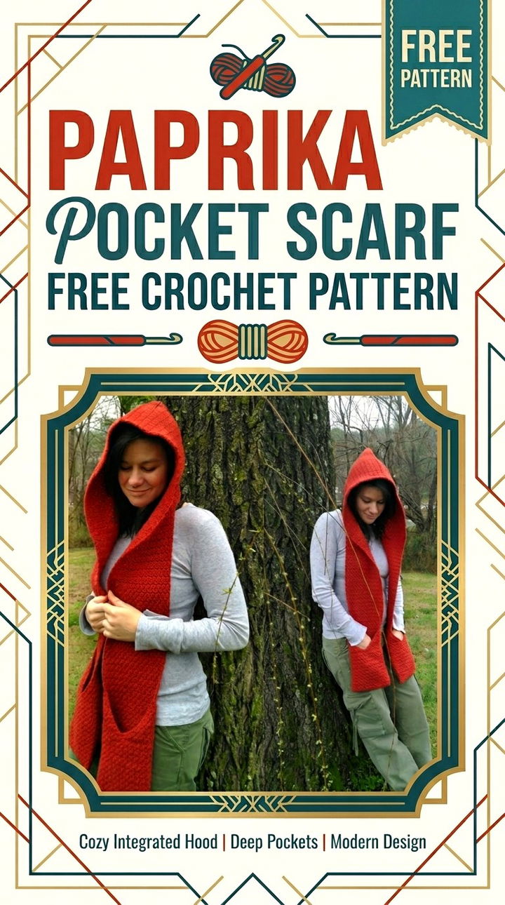 Paprika Pocket Scarf Festive Retro Chic Winter Wear