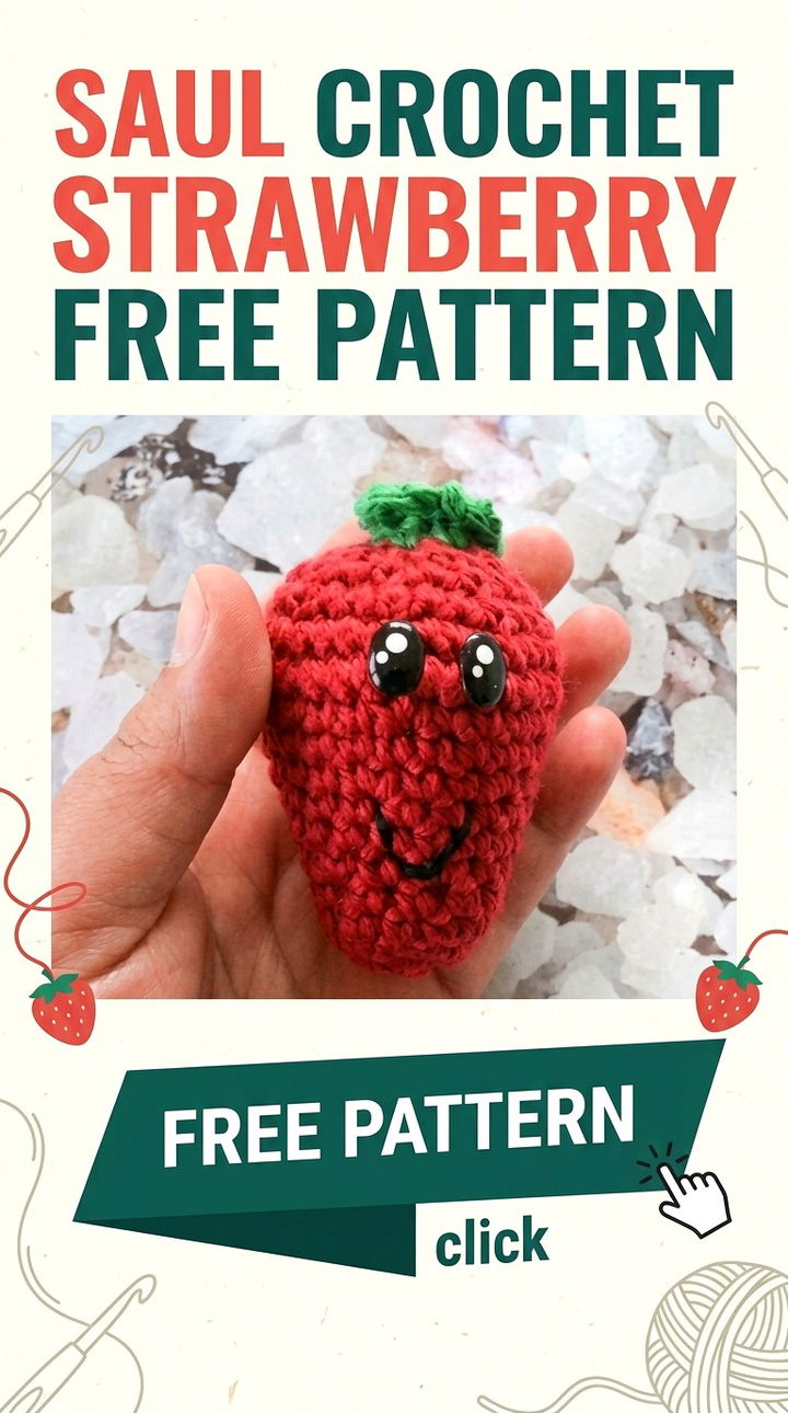 Saul Crochet Strawberry Vibrant Retro Chic Amigurumi Fruit Accent