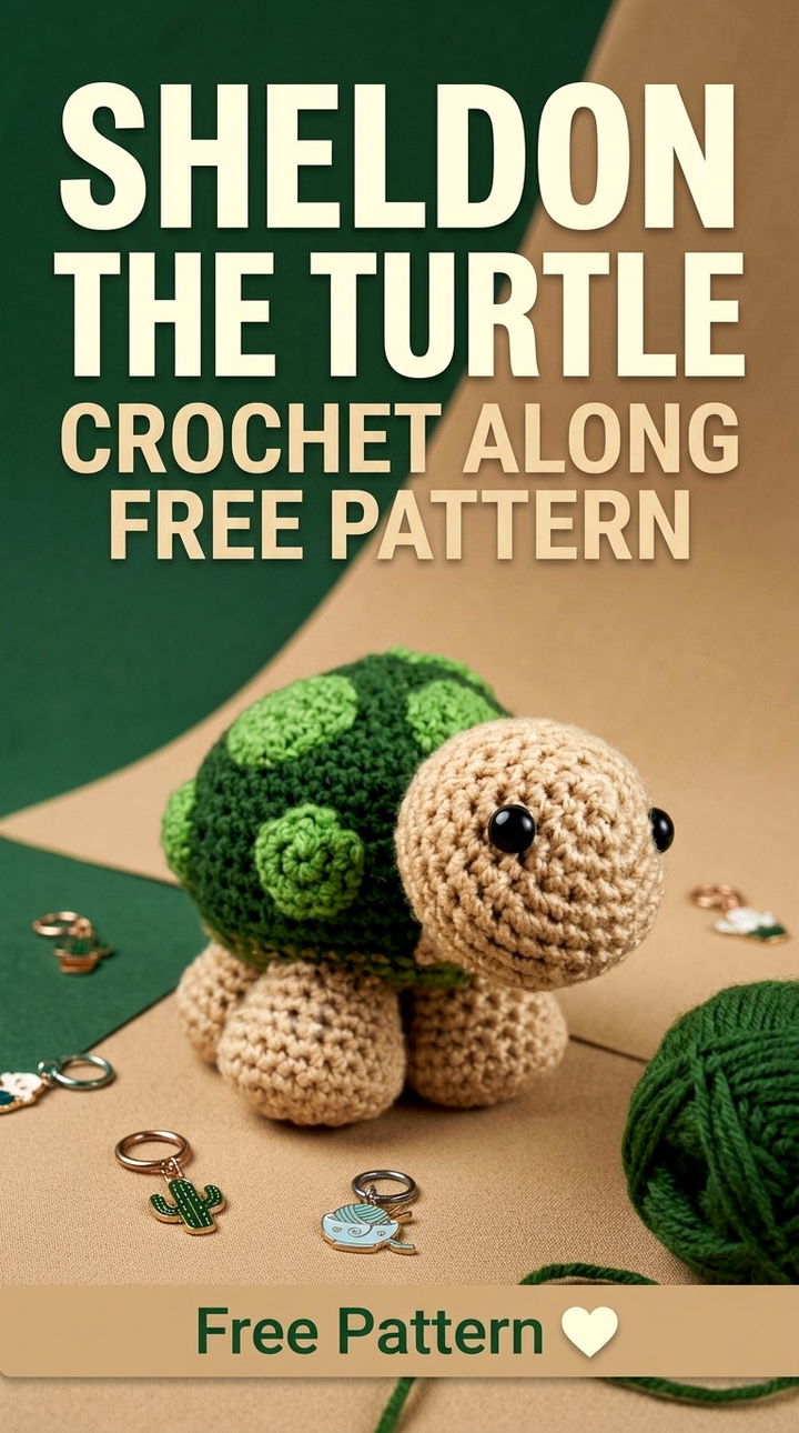 Sheldon the Turtle Crochet Along Pattern Vibrant Retro Chic Bohemian Blanket Accent