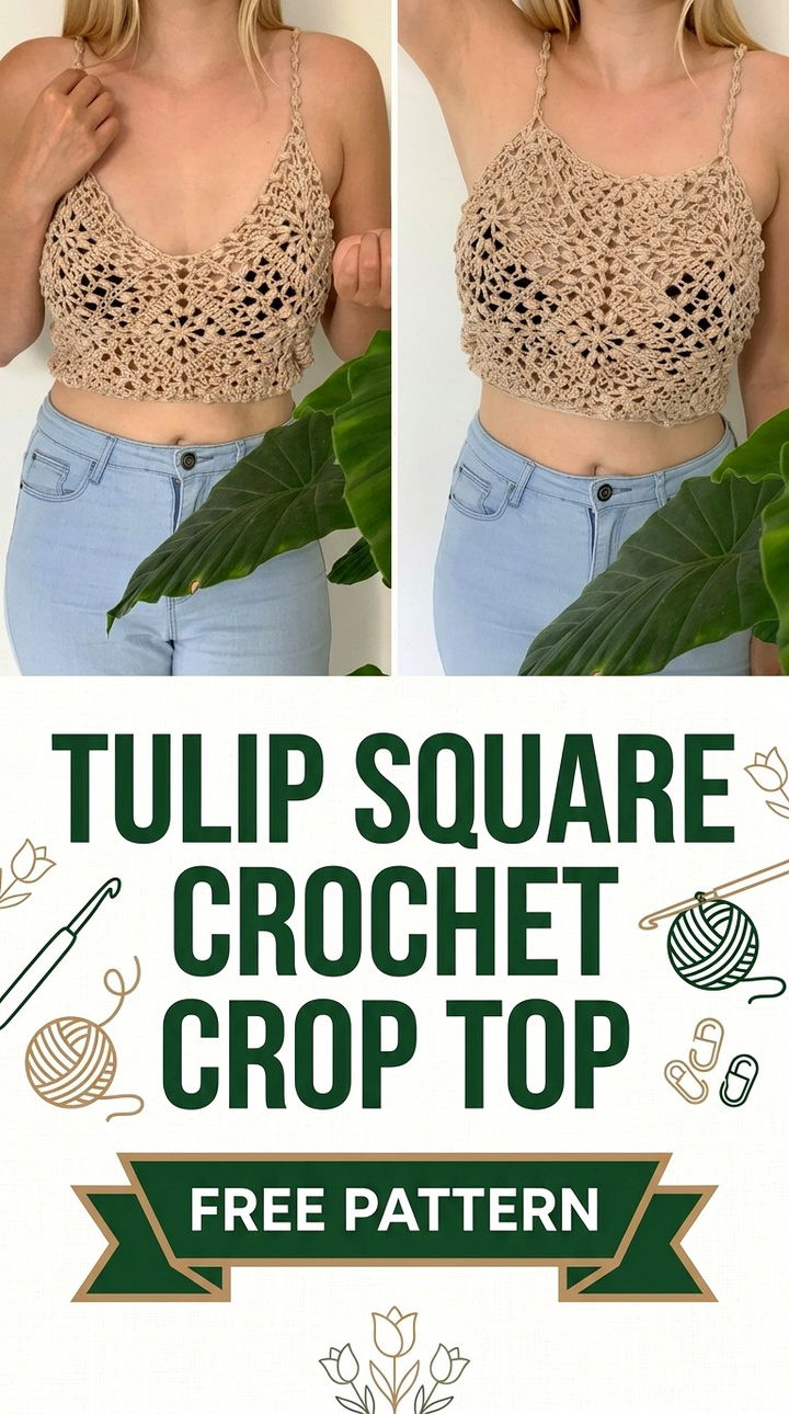 Tulip Square Crop Top Vibrant Retro Chic Floral Summer Fashion