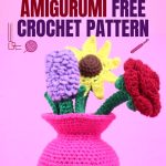 Vase of Flowers Amigurumi Vibrant Retro Chic Potted Floral Decor