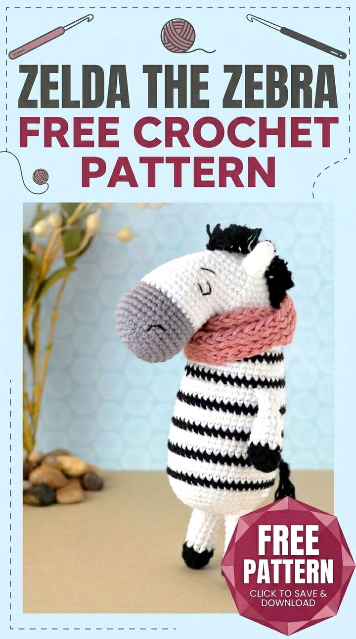 Zelda the Zebra Whimsical Retro Chic Safari Amigurumi