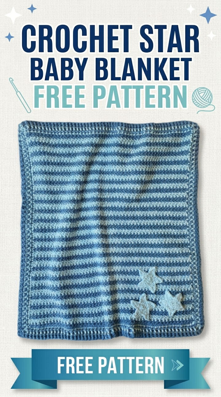 Crochet Star Baby Blanket Vibrant Retro Chic Textured Nursery Accent