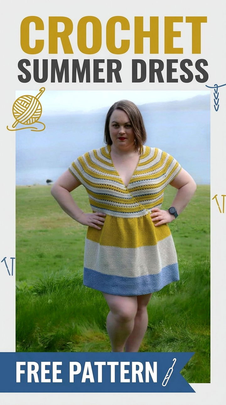 Crochet Summer Dress Vibrant Retro Chic Breathable Seasonal Garment