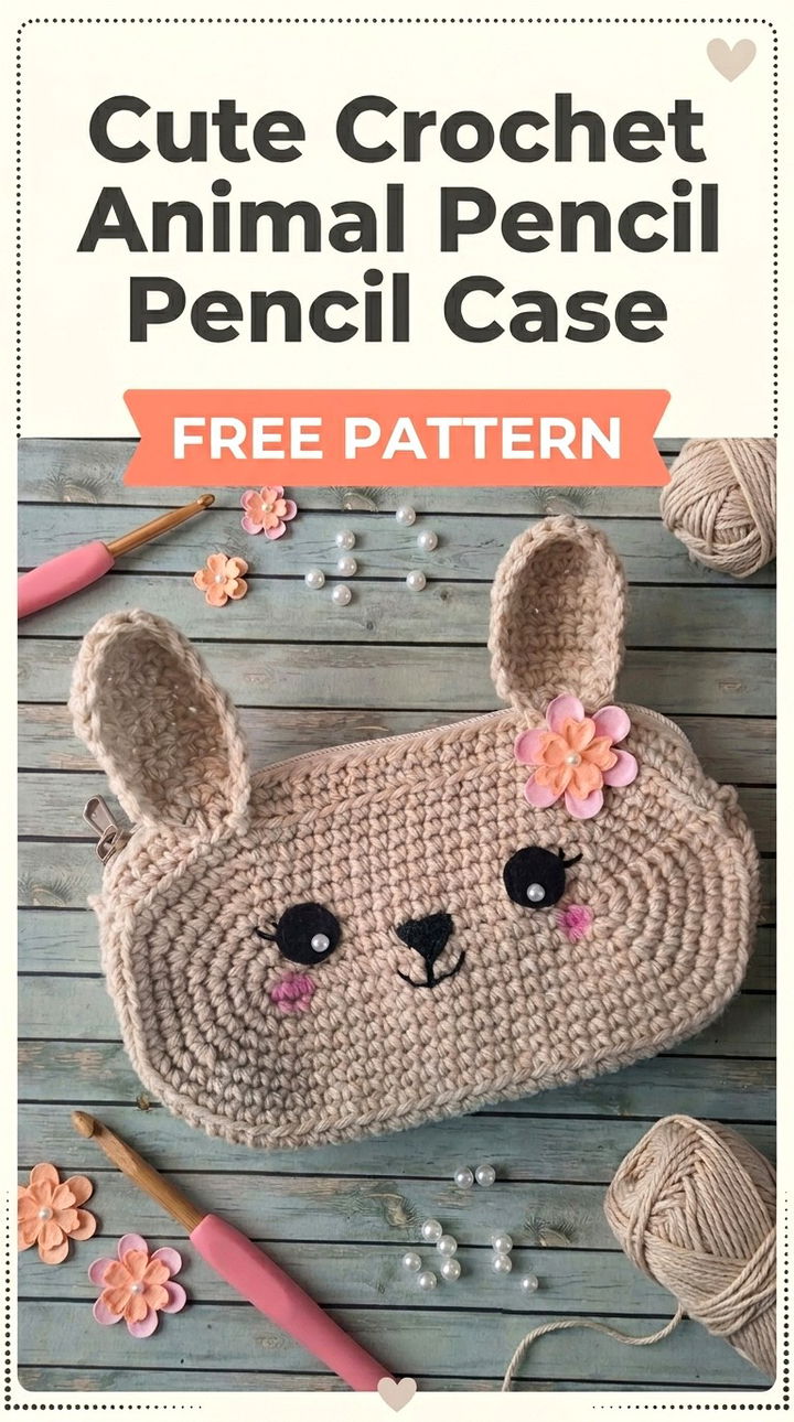 Cute Crochet Animal Pencil Case Free Pattern Vibrant Retro Chic Bohemian Storage Accent