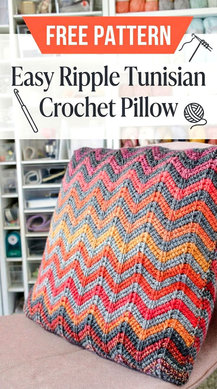 Easy Ripple Pillow Vibrant Retro Chic Tunisian Chevron Decor