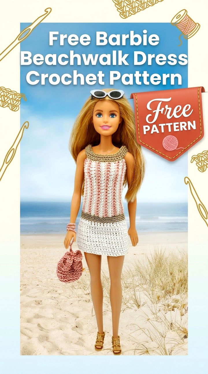 Free Barbie Beachwalk Dress Crochet Pattern Modern Retro Boho Style