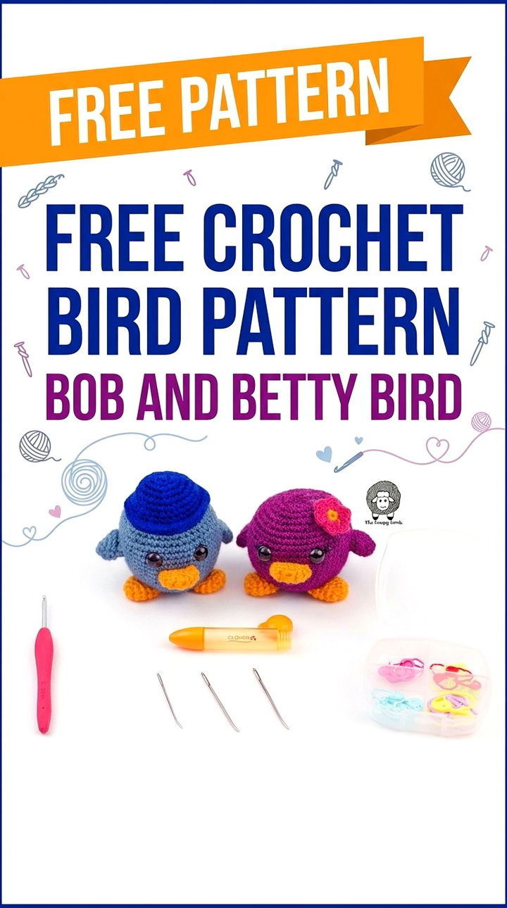 Free Crochet Bird Pattern Bob and Betty Bird Modern Retro Boho Style
