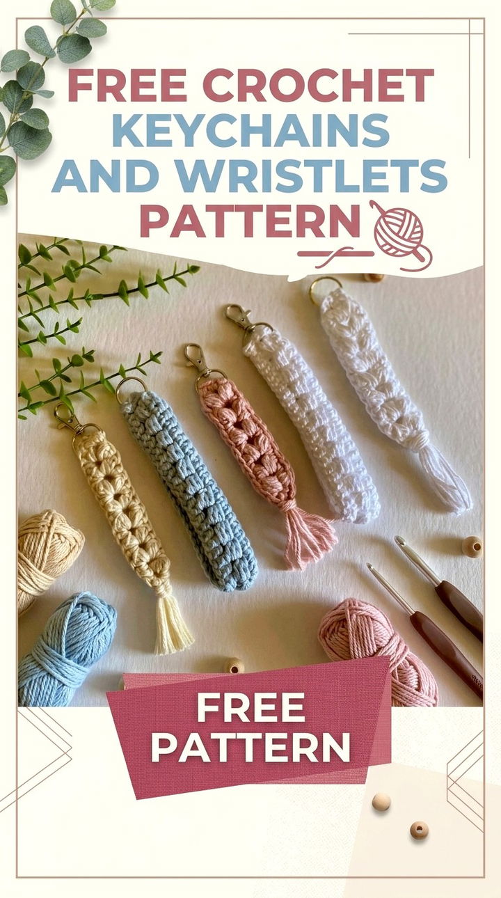 Free Crochet Keychains and Wristlets Pattern Vibrant Retro Chic Bohemian Lifestyle Accent