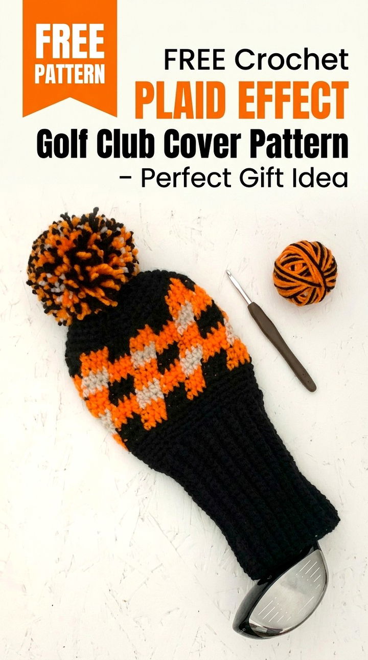 Free Crochet Plaid Effect Golf Club Cover Pattern Perfect Gift Idea