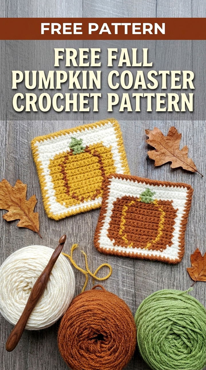 Free Fall Pumpkin Coaster Crochet Pattern Festive Autumn Accent