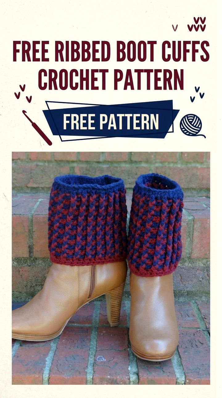 Free Ribbed Boot Cuffs Crochet Pattern Modern Retro Boho Style