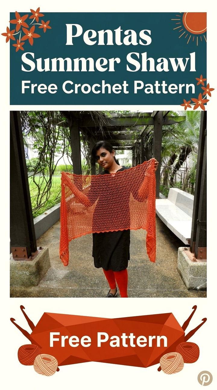 Pentas Shawl Vibrant Retro Chic Summer Layering Accent