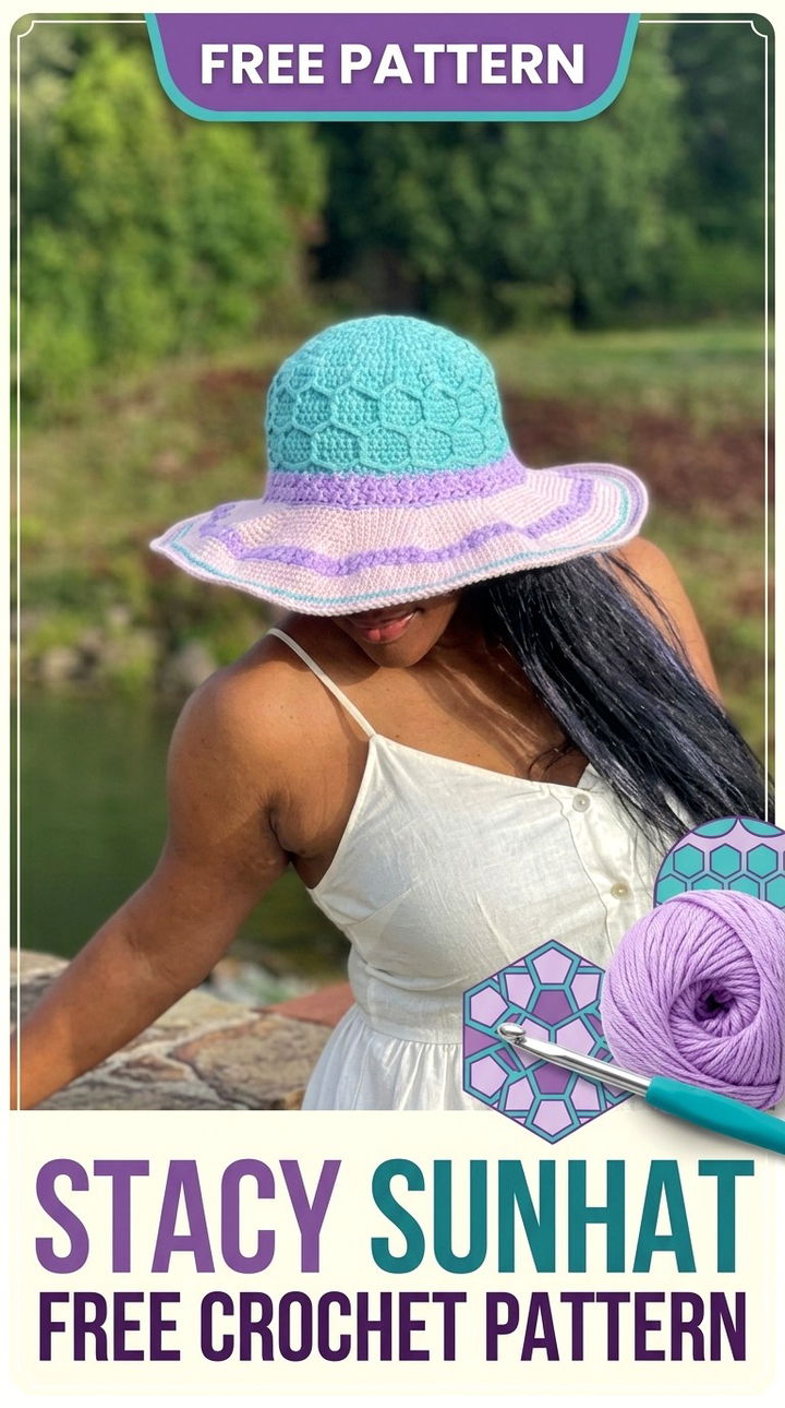 Stacy Sunhat Vibrant Retro Chic Crochet Summer Accessory