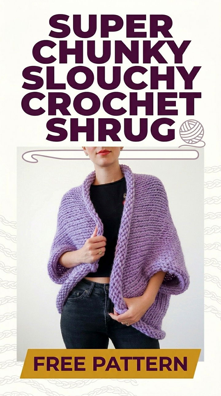 Super Chunky Slouchy Shrug Vibrant Retro Chic Bohemian Layering Accent