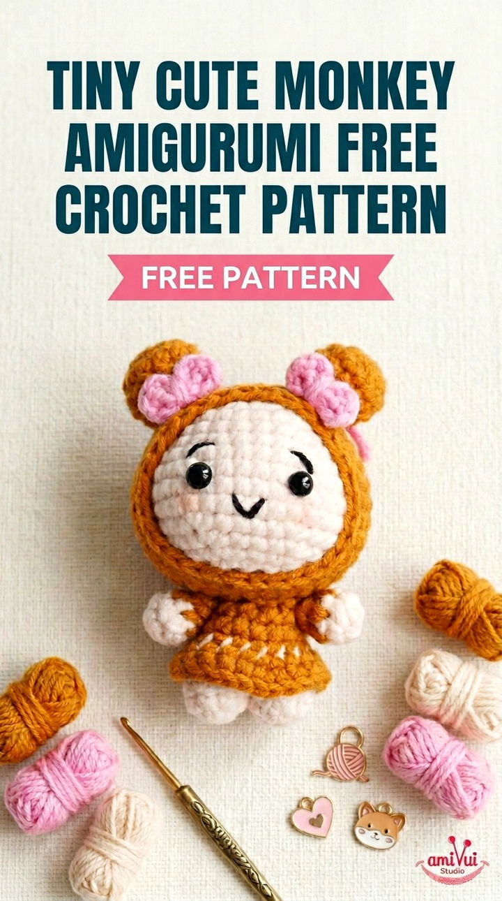 Trendy Tiny Cute Monkey Amigurumi Free Pattern