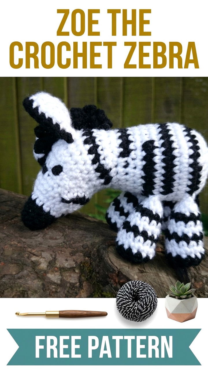 Zoe the Crochet Zebra Whimsical Retro Chic Safari Amigurumi