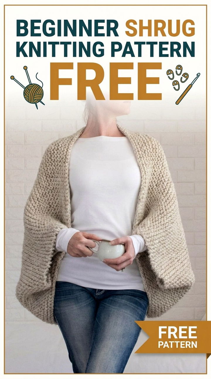 Beginner Shrug Knitting Pattern Vibrant Retro Chic Bohemian Layering Accent