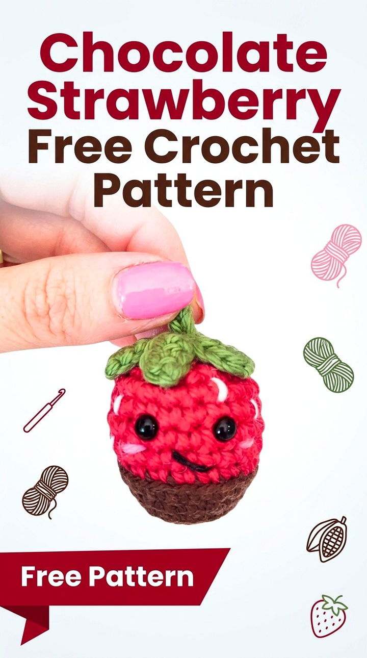 Chocolate Strawberry Vibrant Retro Chic Crochet Fruit Accent