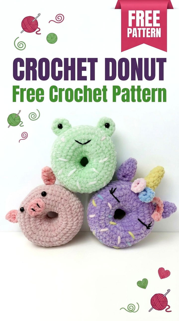 Crochet Donut Whimsical Retro Chic Amigurumi Play Food