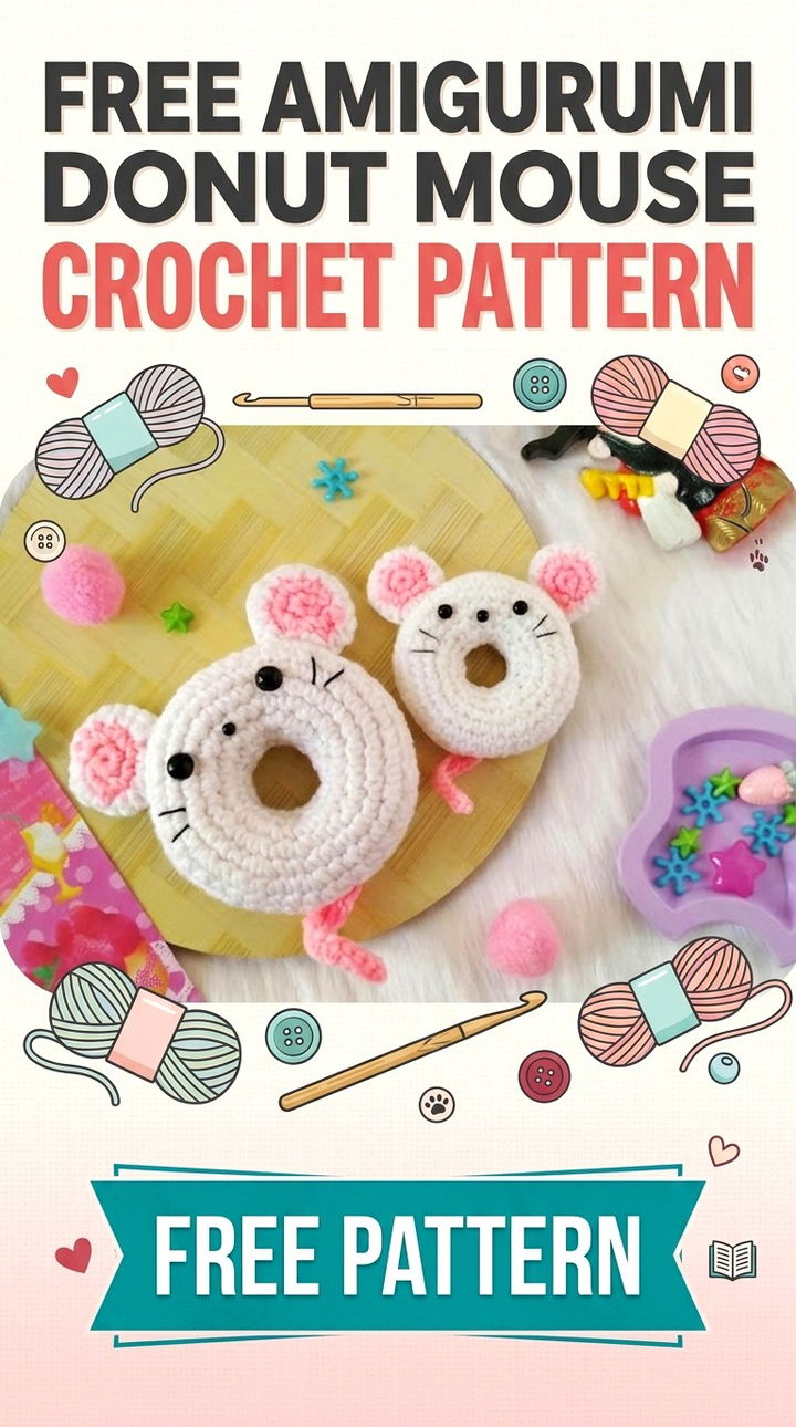 Free Amigurumi Donut Mouse Crochet Pattern Retro Chic Dessert Amigurumi Accent