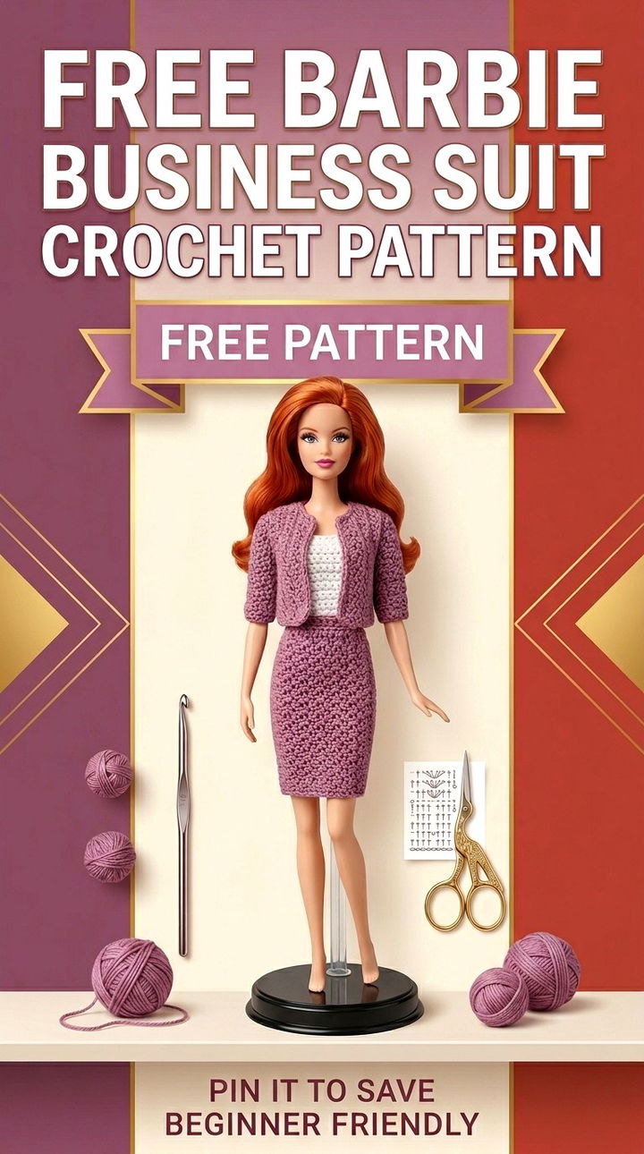 Free Barbie Business Suit Crochet Pattern Modern Retro Boho Style