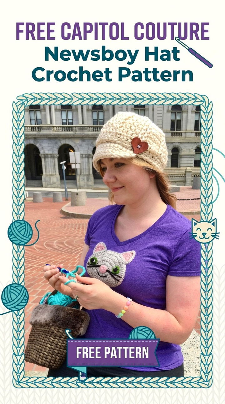 Free Capitol Couture Newsboy Hat Crochet Pattern Modern Retro Boho Style
