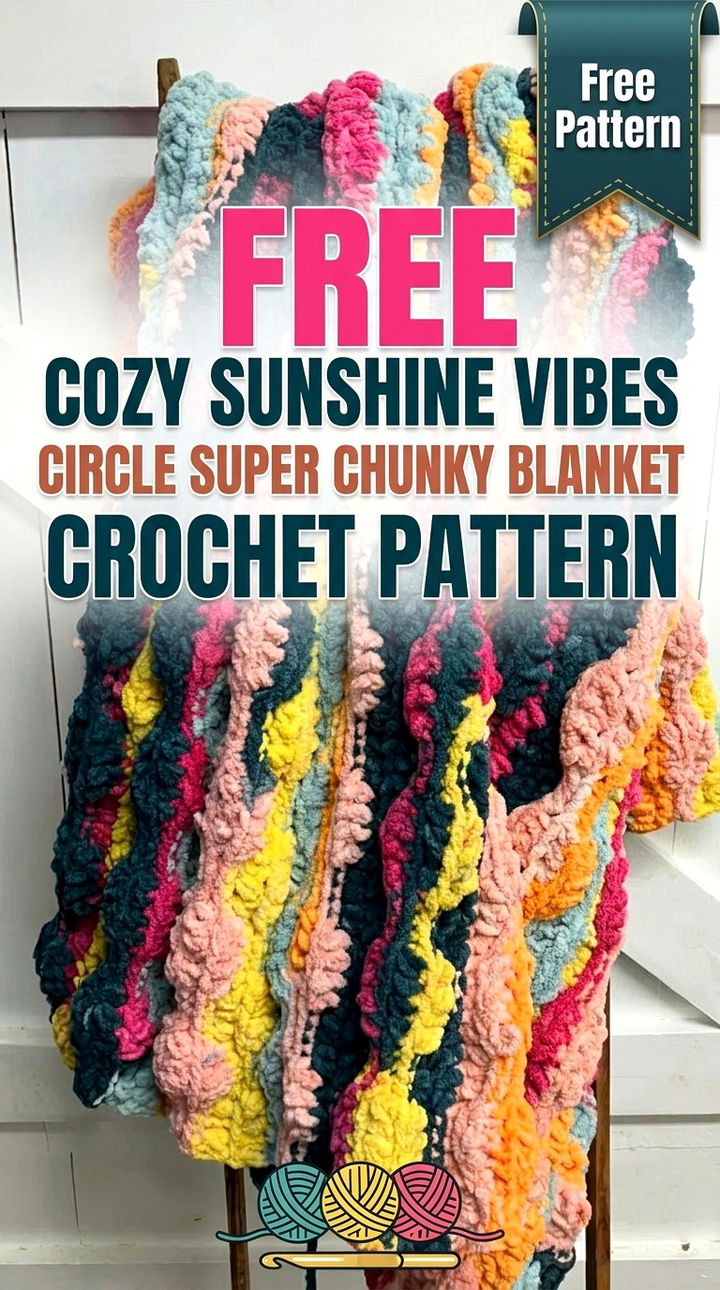 Free Cozy Sunshine Vibes Circle Super Chunky Blanket Crochet Pattern