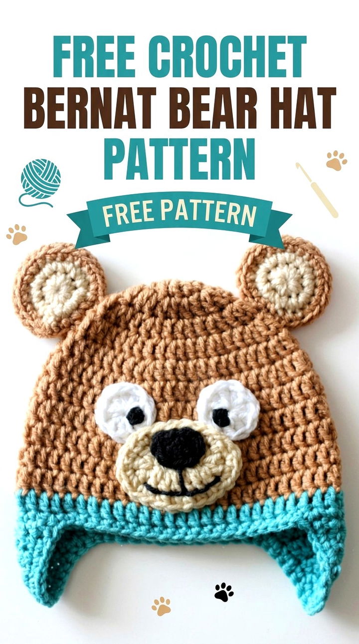 Free Crochet Bernat Bear Hat Pattern Modern Retro Boho Style