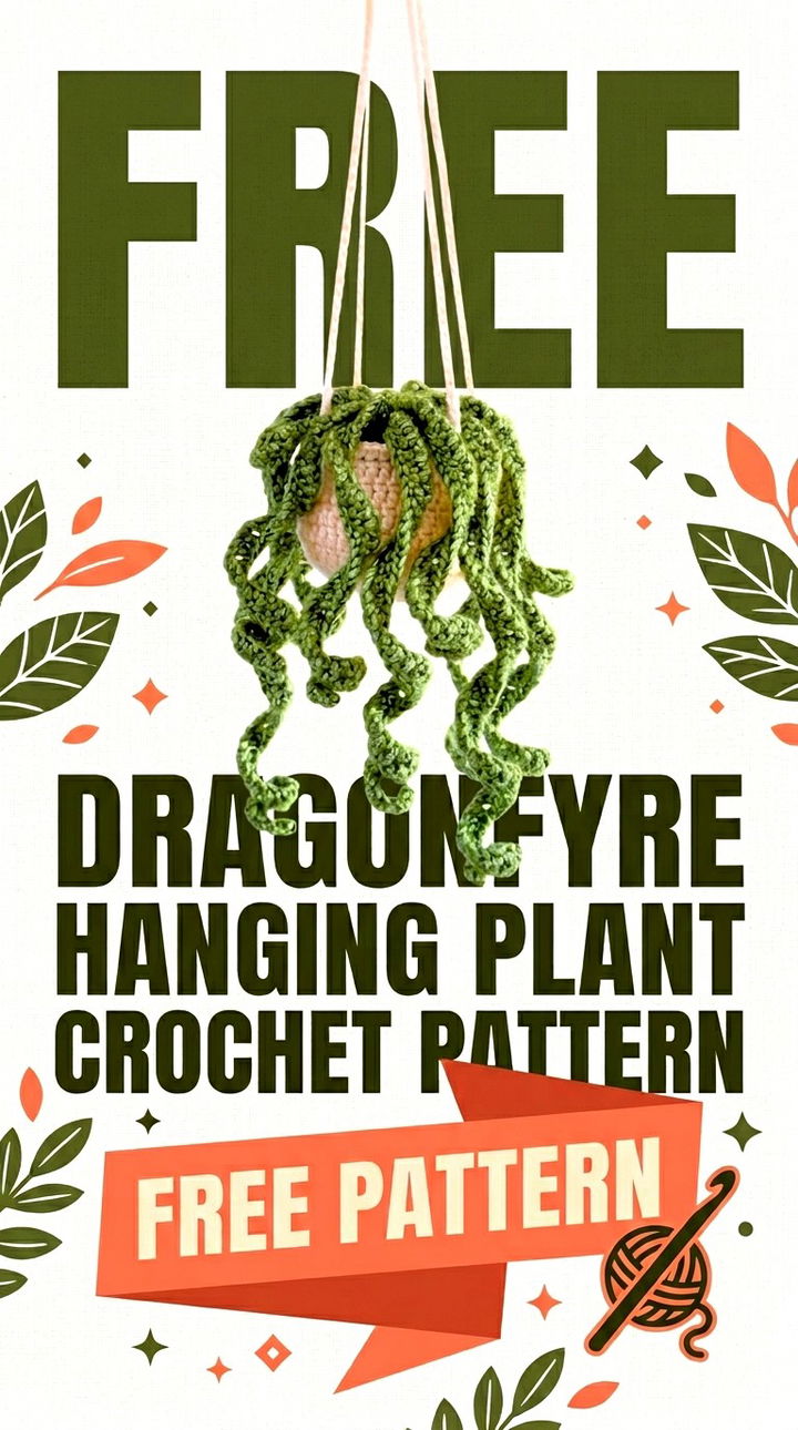 Free Dragonfyre Hanging Plant Crochet Pattern Vibrant Retro Chic Bohemian Decor Accent
