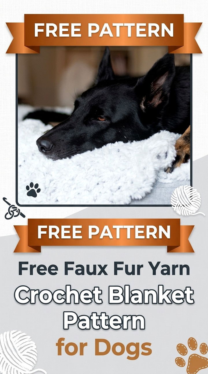 Free Faux Fur Yarn Crochet Blanket Pattern for Dogs Modern Retro Boho Style