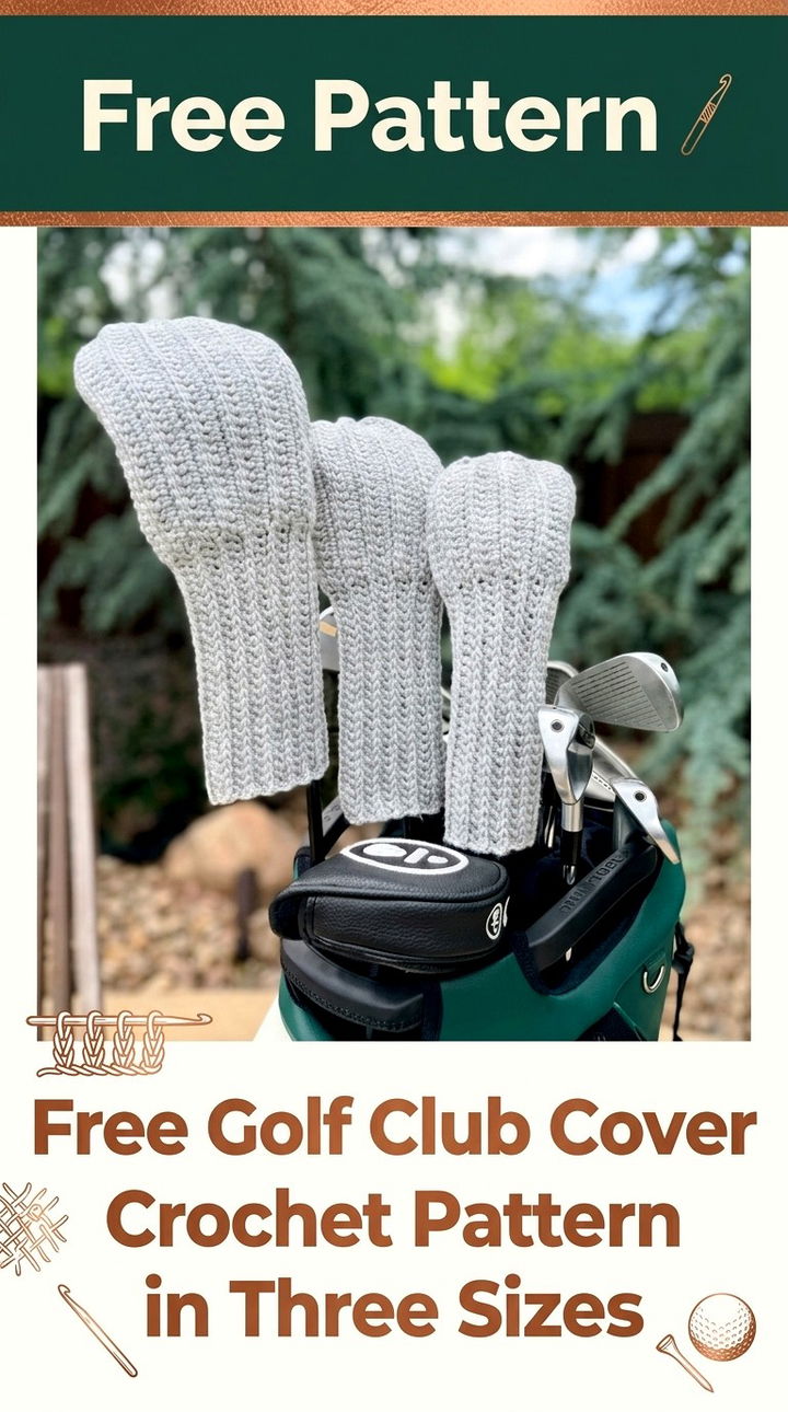 Free Golf Club Cover Crochet Pattern in Three Sizes Modern Retro Boho Style