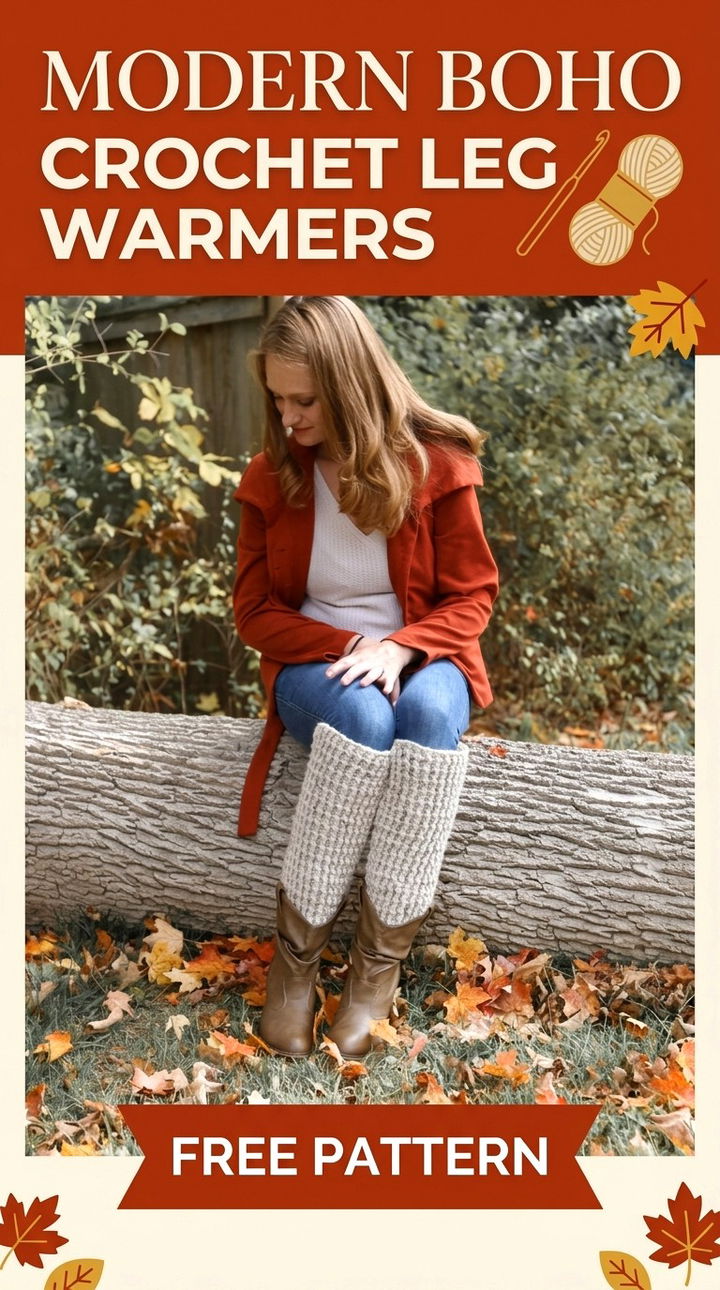 Modern Boho Crochet Leg Warmers Cozy Retro Chic Winter Layer