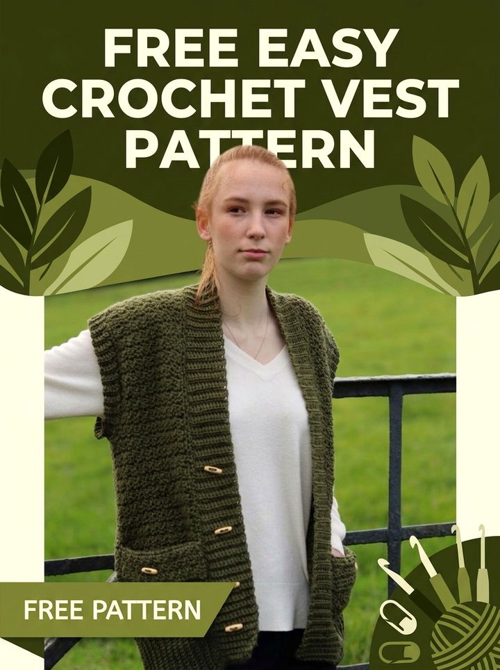 Effortless Layering Style Free Easy Crochet Vest Pattern.