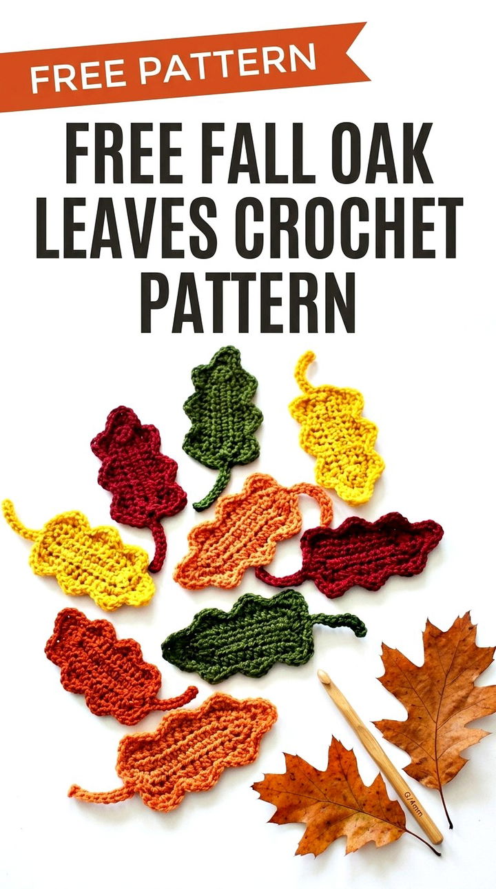 Vibrant Fall Oak Leaves Free Crochet Pattern