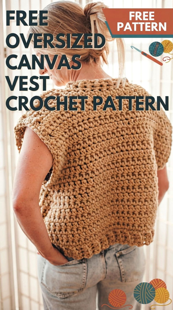 Effortless Streetwear Comfort Free Oversized Canvas Crochet Vest Pattern