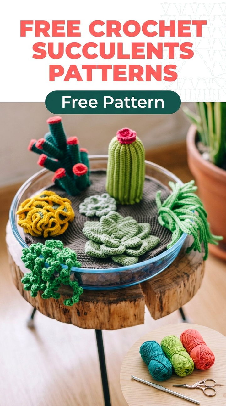 Everlasting Garden Charm Free Crochet Succulents Patterns