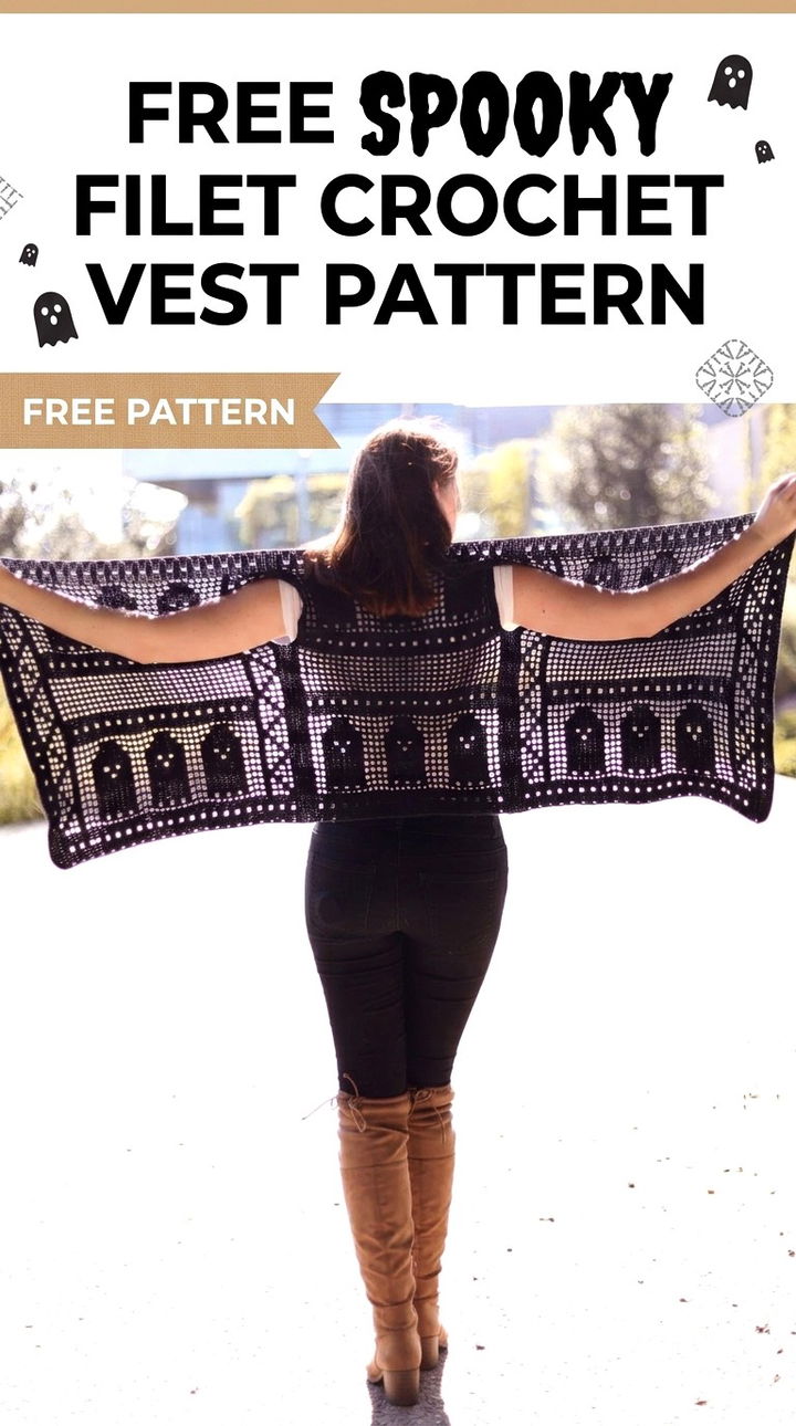 Get Spooky with This Free Filet Crochet Vest Pattern.