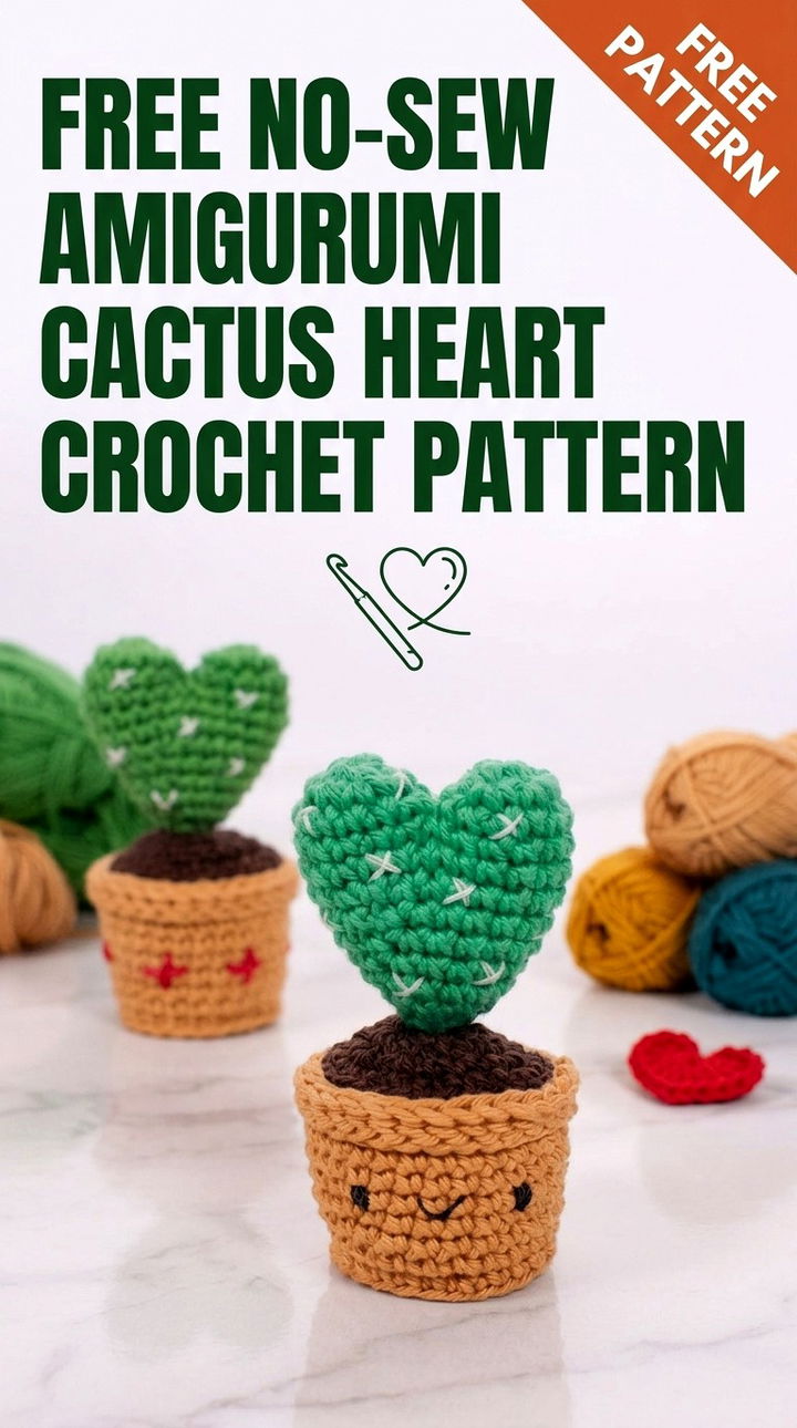 Free No Sew Amigurumi Cactus Heart Crochet Pattern