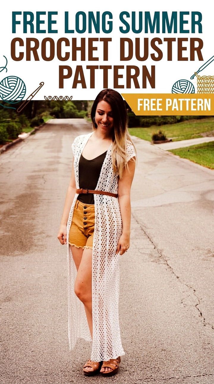 Breezy Bohemian Style Free Long Summer Crochet Duster Pattern