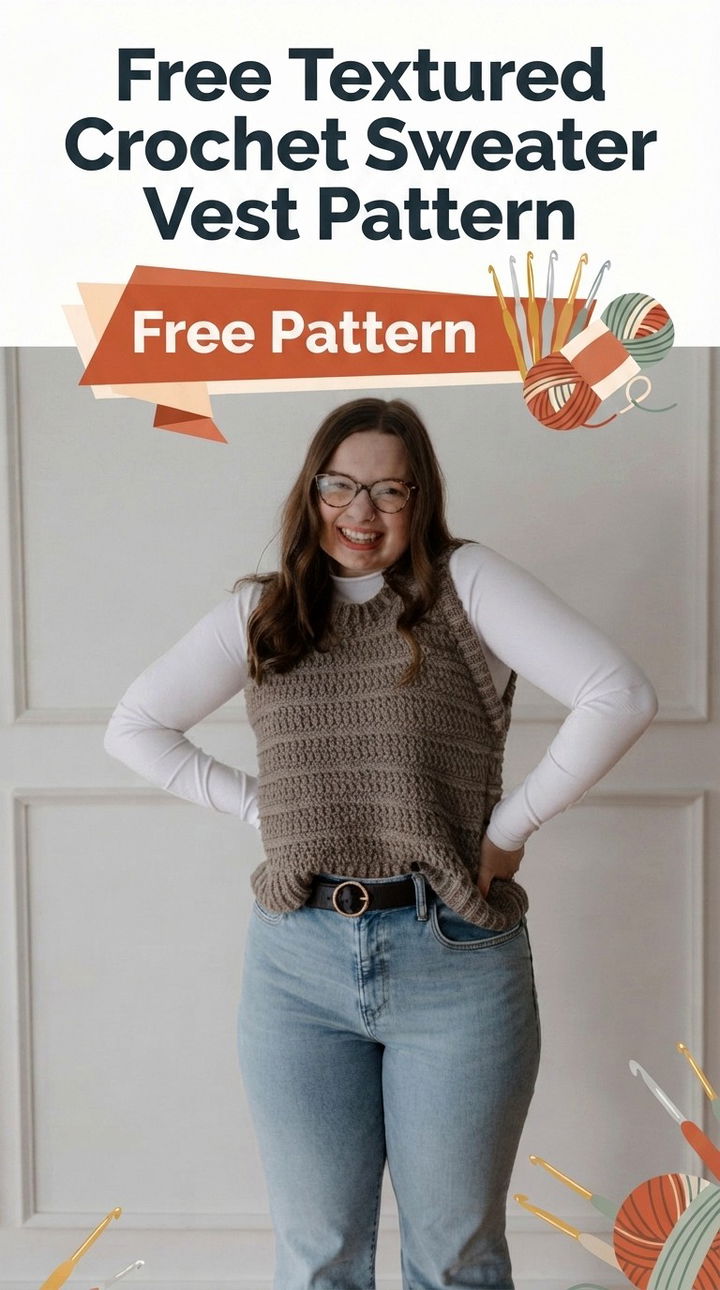 Cozy Chic Free Textured Crochet Sweater Vest Pattern
