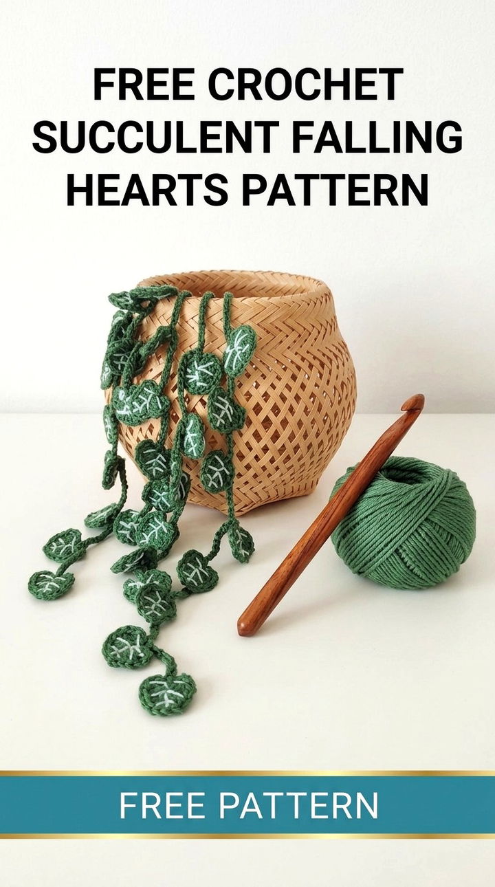 Crochet Succulent Falling Hearts