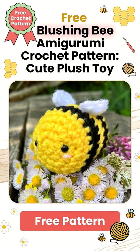 Free Blushing Bee Amigurumi Crochet Pattern Cute Plush Toy