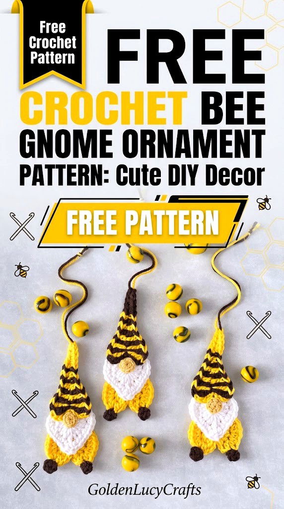Free Crochet Bee Gnome Ornament Pattern Cute DIY Decor